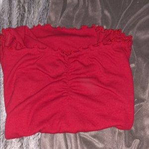 cute off the shoulder scrunched shirt